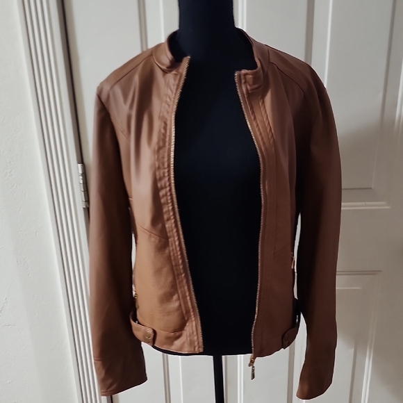 New Look Brown Leather Jacket - Picture 9 of 10
